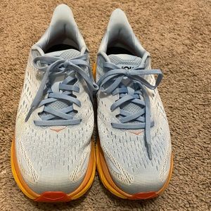Hoka Clifton 8 Running Shoes - worn twice; like new. Color: Summer song/Ice Flow